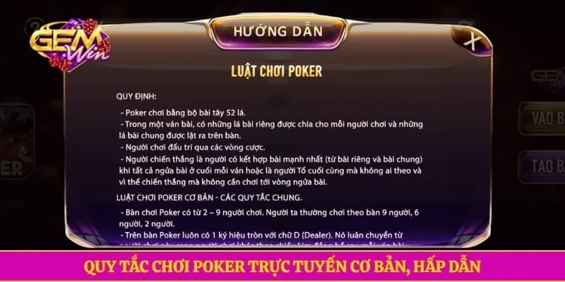 Quy tắc chơi Poker trực tuyến cơ bản, hấp dẫn